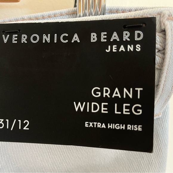 Veronica Beard Grant Wide Leg Jeans Braided High Waist Size 31 Aspen Wash - Picture 8 of 16